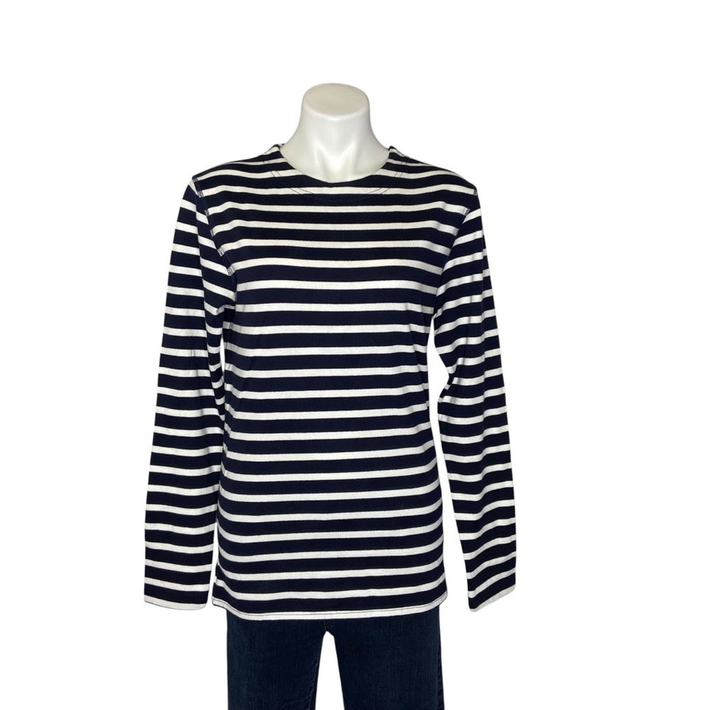 BODEN Striped Top Long Sleeve Tee Navy Blue White Crewneck Womens Small